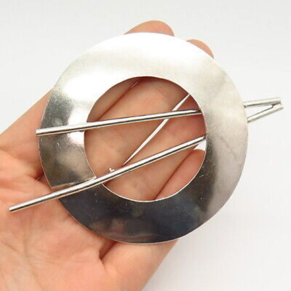 925 Sterling Silver Vintage Mexico Modernist Design Large...